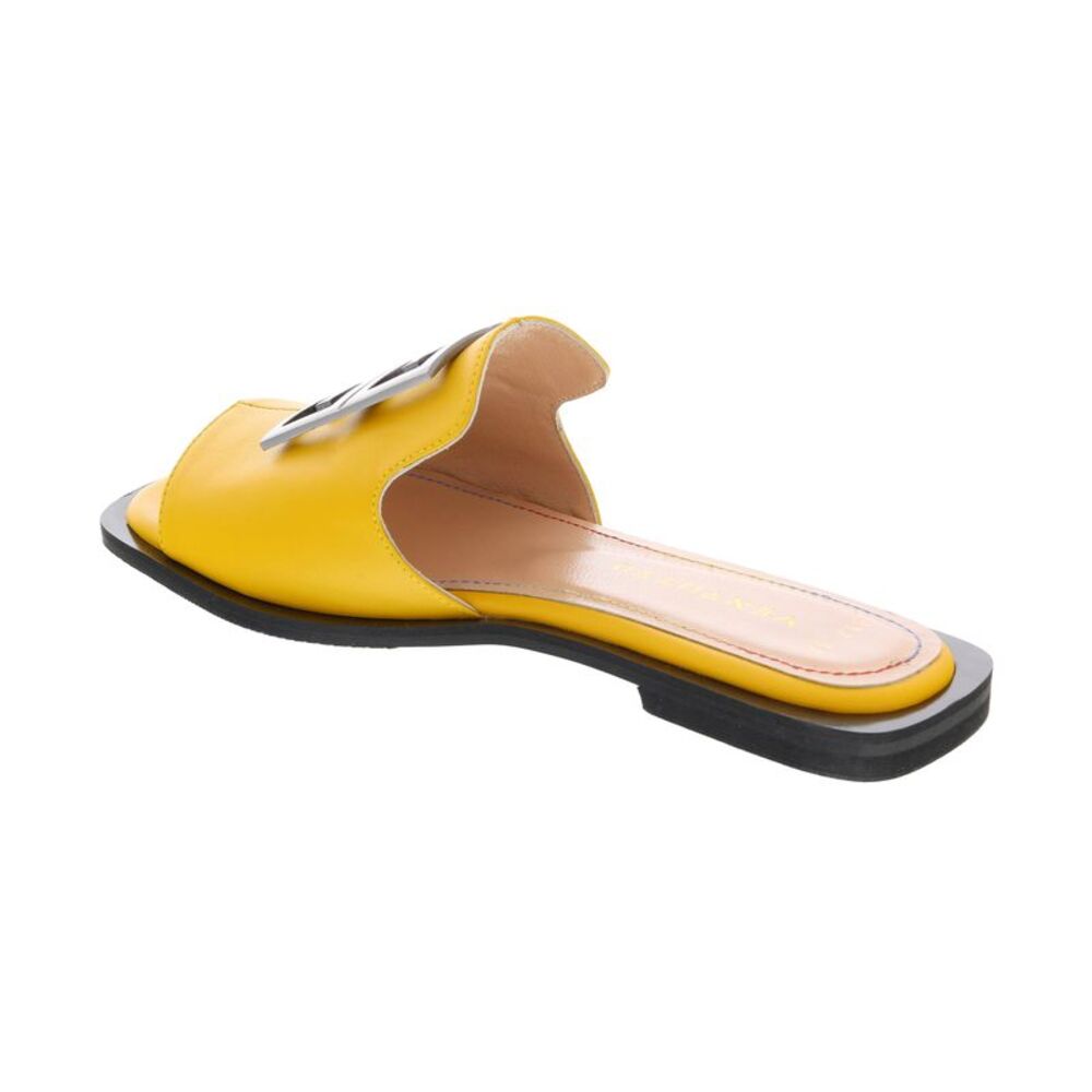 Ventutto Yellow Crest Flat Leather Slide - Picture 4 of 6